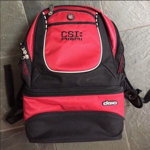 Ogio CSI Miami red and black cooler backpack with multiple compartments